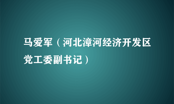 马爱军（河北漳河经济开发区党工委副书记）