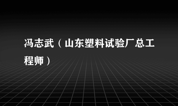 冯志武（山东塑料试验厂总工程师）
