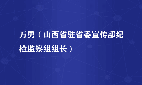 万勇（山西省驻省委宣传部纪检监察组组长）