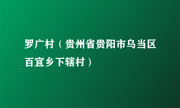 罗广村（贵州省贵阳市乌当区百宜乡下辖村）