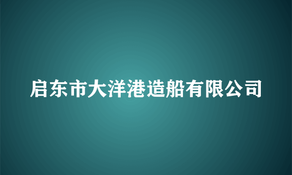 启东市大洋港造船有限公司