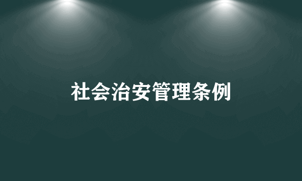 社会治安管理条例