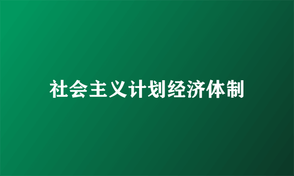 社会主义计划经济体制