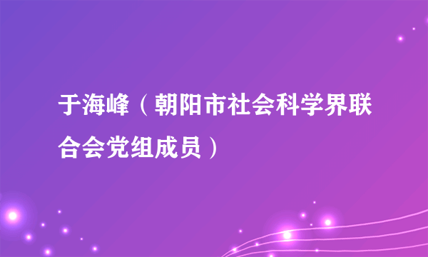 于海峰（朝阳市社会科学界联合会党组成员）