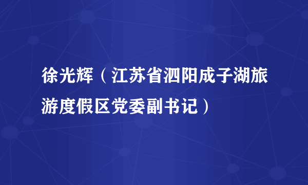 徐光辉（江苏省泗阳成子湖旅游度假区党委副书记）