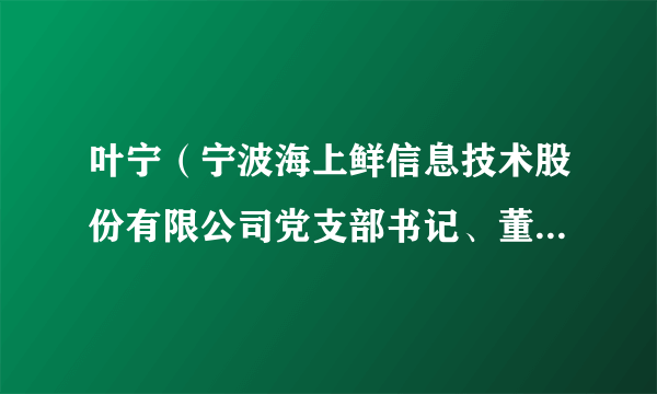 叶宁（宁波海上鲜信息技术股份有限公司党支部书记、董事长，中国渔业协会副会长兼智慧渔业分会会长）