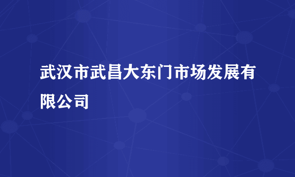 武汉市武昌大东门市场发展有限公司