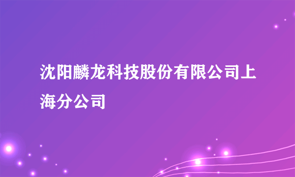 沈阳麟龙科技股份有限公司上海分公司