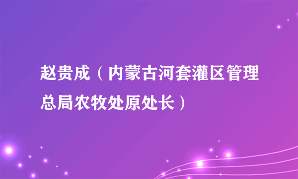 赵贵成（内蒙古河套灌区管理总局农牧处原处长）