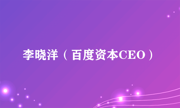 李晓洋（百度资本CEO）