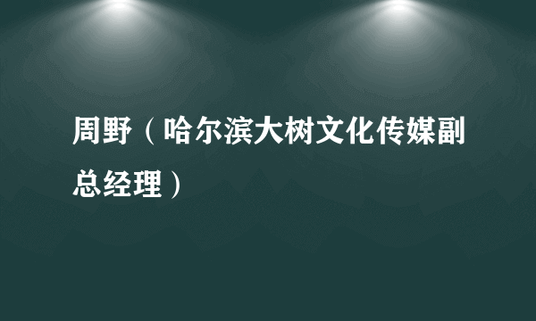 周野（哈尔滨大树文化传媒副总经理）