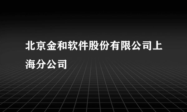 北京金和软件股份有限公司上海分公司