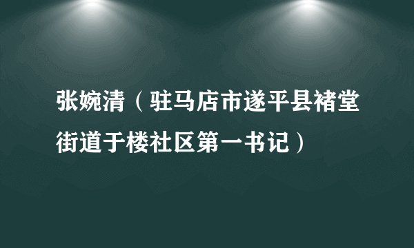 张婉清（驻马店市遂平县褚堂街道于楼社区第一书记）
