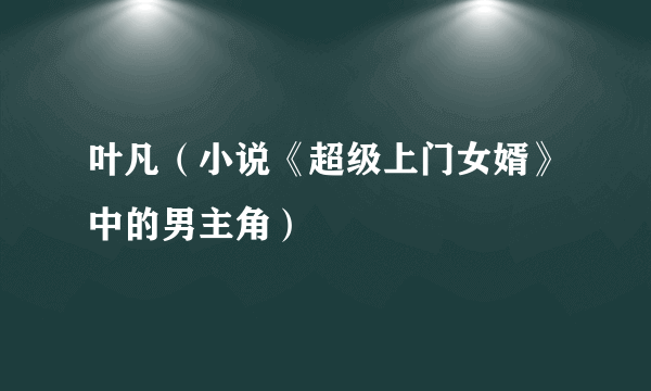 叶凡（小说《超级上门女婿》中的男主角）