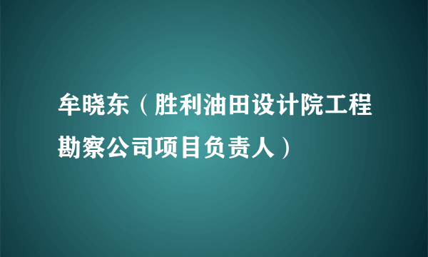 牟晓东（胜利油田设计院工程勘察公司项目负责人）