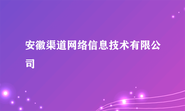 安徽渠道网络信息技术有限公司