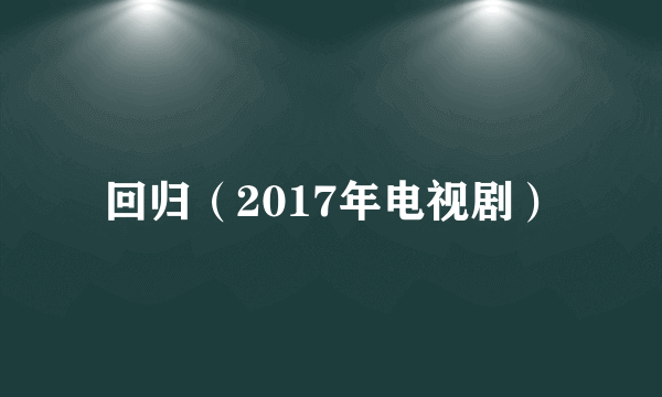 回归（2017年电视剧）