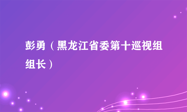 彭勇（黑龙江省委第十巡视组组长）