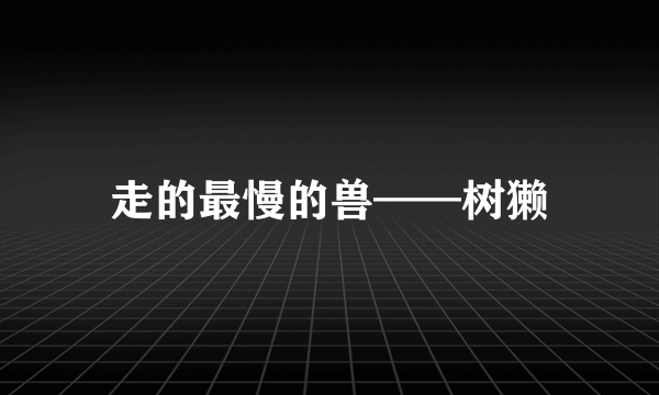 走的最慢的兽——树獭