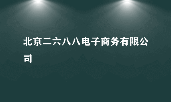 北京二六八八电子商务有限公司