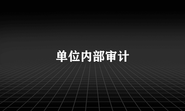 单位内部审计