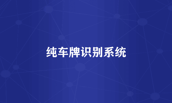 纯车牌识别系统