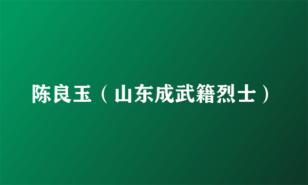 陈良玉（山东成武籍烈士）