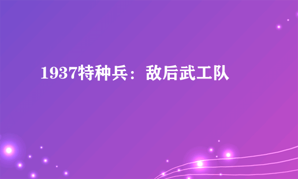 1937特种兵：敌后武工队