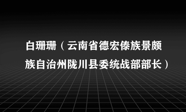 白珊珊（云南省德宏傣族景颇族自治州陇川县委统战部部长）