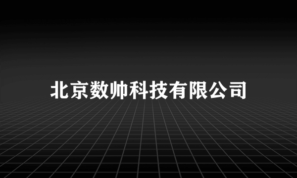 北京数帅科技有限公司
