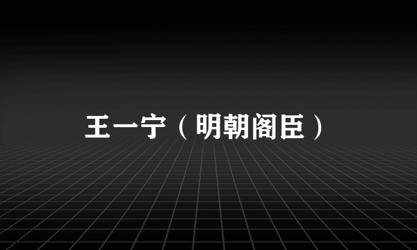 王一宁（明朝阁臣）
