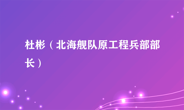 杜彬（北海舰队原工程兵部部长）
