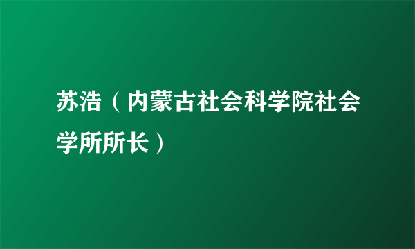苏浩（内蒙古社会科学院社会学所所长）