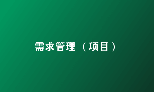 需求管理 （项目）