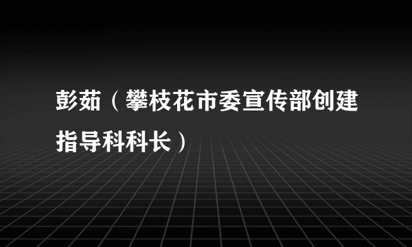 彭茹（攀枝花市委宣传部创建指导科科长）