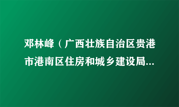 邓林峰（广西壮族自治区贵港市港南区住房和城乡建设局党组成员、副局长）