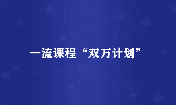 一流课程“双万计划”