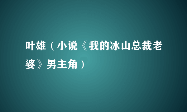 叶雄（小说《我的冰山总裁老婆》男主角）