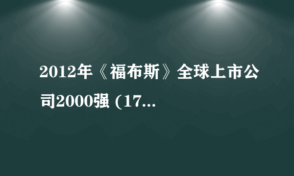 2012年《福布斯》全球上市公司2000强 (1701-1799)