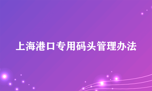 上海港口专用码头管理办法