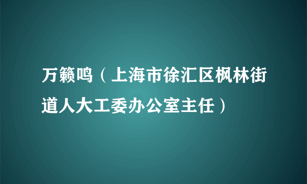 万籁鸣（上海市徐汇区枫林街道人大工委办公室主任）
