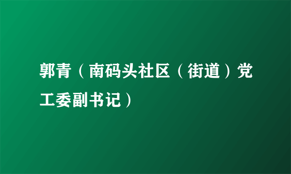 郭青（南码头社区（街道）党工委副书记）