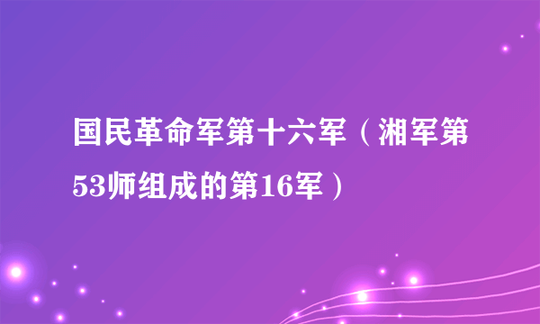 国民革命军第十六军（湘军第53师组成的第16军）