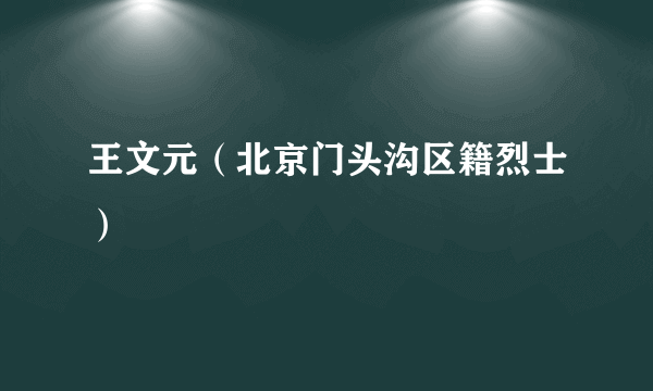 王文元（北京门头沟区籍烈士）