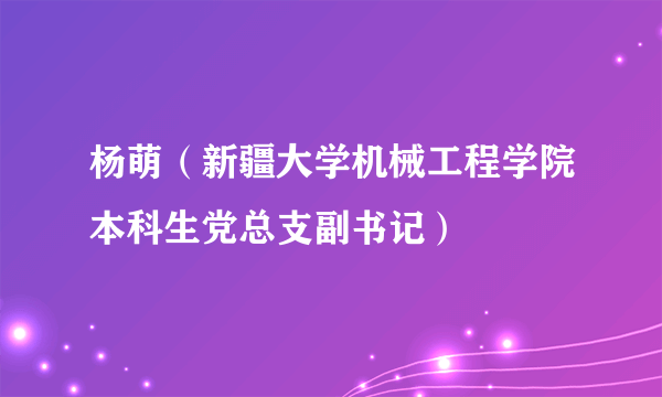 杨萌（新疆大学机械工程学院本科生党总支副书记）