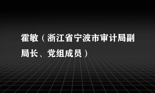 霍敏（浙江省宁波市审计局副局长、党组成员）