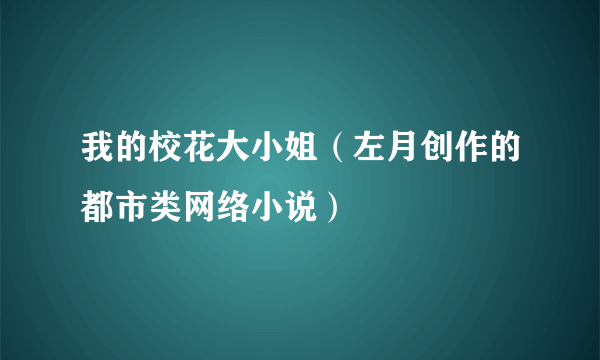 我的校花大小姐（左月创作的都市类网络小说）