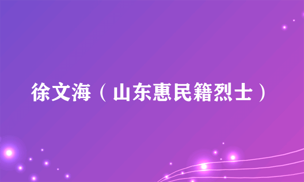 徐文海（山东惠民籍烈士）