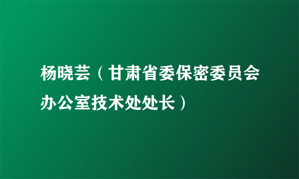 杨晓芸（甘肃省委保密委员会办公室技术处处长）