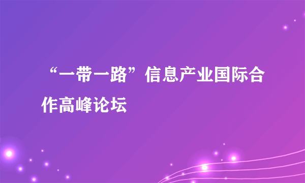 “一带一路”信息产业国际合作高峰论坛